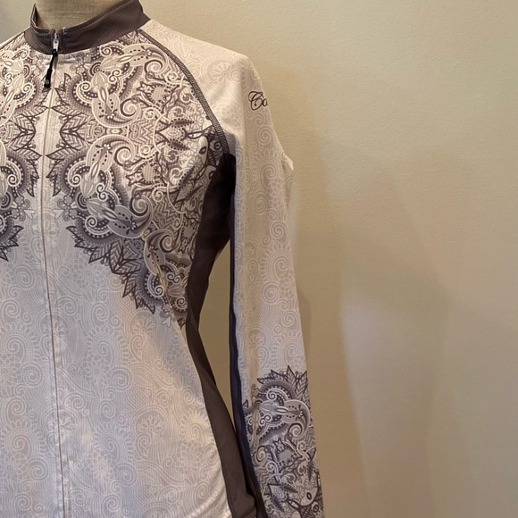 Canari Womens Gray White Long Sleeve Cycling Shirt/ Beautiful Print / Size XL - Picture 2 of 13